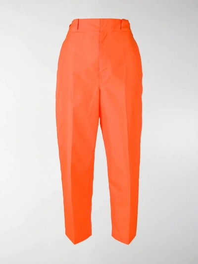 Shop Prada Fluorescent Cropped Trousers In Yellow