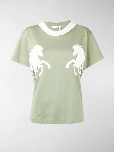 Shop Chloé Horse T-shirt In Green