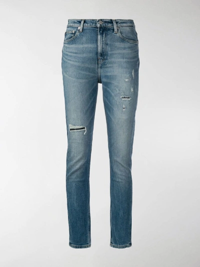 Shop Calvin Klein Jeans Est.1978 Ripped Skinny Jeans In Blue