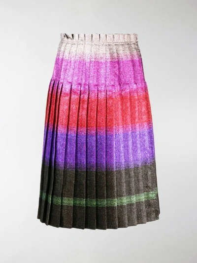 Shop Marco De Vincenzo Pleated Lurex Stripe Skirt In Pink