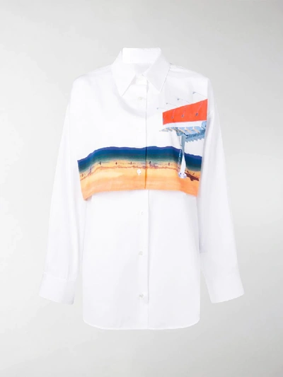 Shop Calvin Klein 205w39nyc Printed Layer Shirt In White