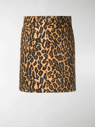 Shop Miu Miu Leopard Mini Skirt In Brown