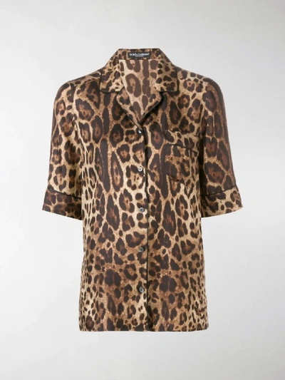 Shop Dolce & Gabbana Leopard Print Shirt In Brown