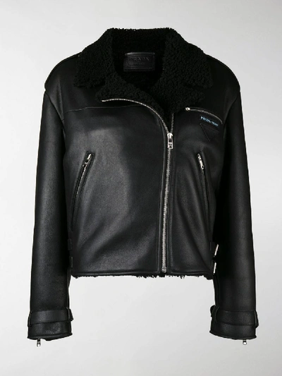 Shop Prada Off-centre Zipped Jacket In Black