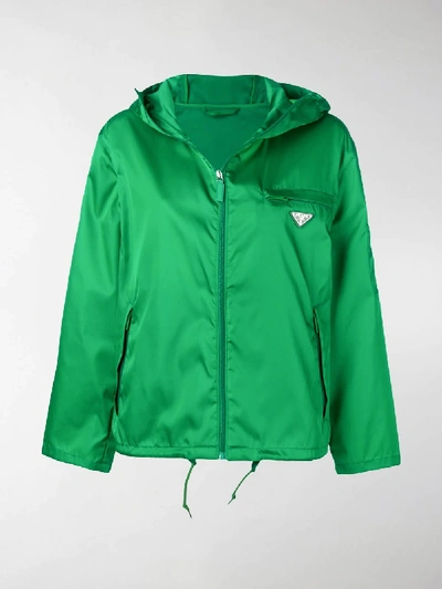 Shop Prada Hooded Jacket In Green
