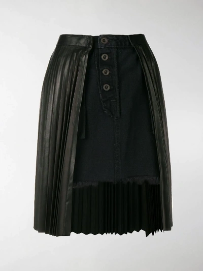 Shop Ben Taverniti Unravel Project Pleated Denim Skirt In Black