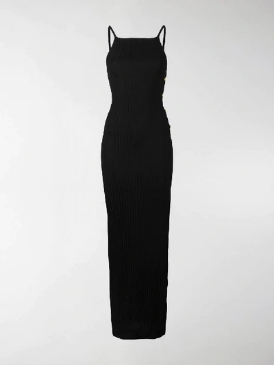 Shop Balmain Knit Side Slit Dress In Black