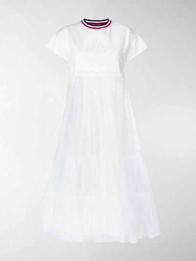 Shop Moncler T-shirt Tulle Dress In White