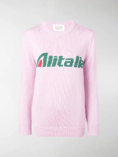 Shop Alberta Ferretti Alitalia Knit Sweater In Pink