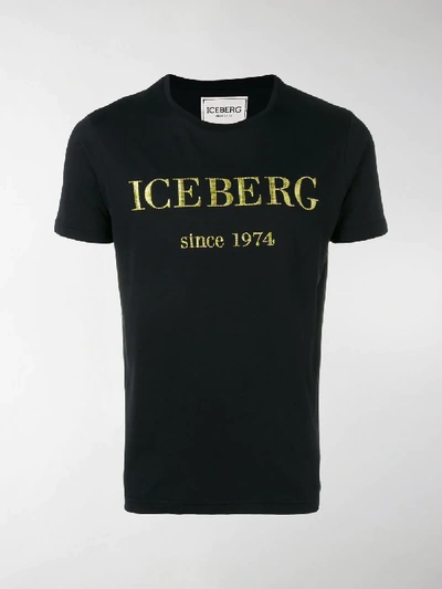Shop Iceberg Embroidered Logo T-shirt In Black