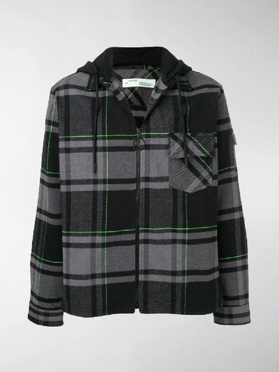 Shop Off-white Checked Zip-up Jacket In Grey