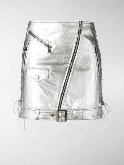 Shop Manokhi Metallic Biker Skirt In Silver