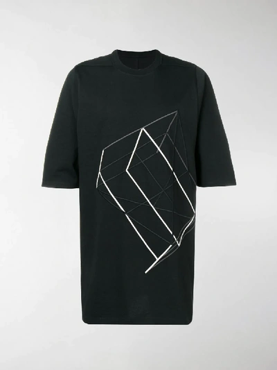 Shop Rick Owens Geometric Embroidered T-shirt In Black