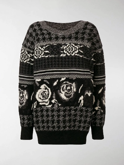 Shop Junya Watanabe Jacquard Knit Sweater In Black