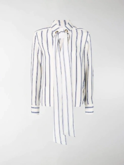 Shop Chloé Striped Cravate Blouse In White