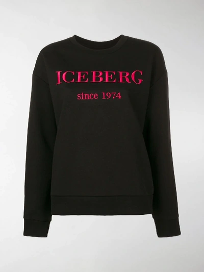 Shop Iceberg Embroidered Logo Sweatshirt In Black