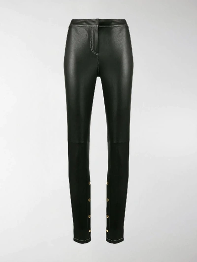 Shop Loewe Skinny Lambskin Trousers In Black