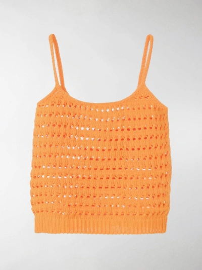 Shop Prada Knitted Vest Top In Orange