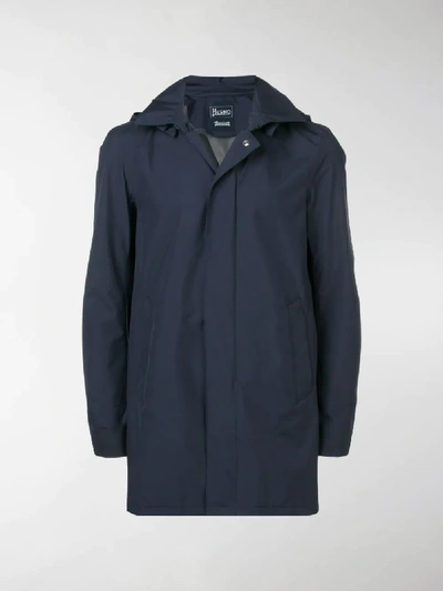 Shop Herno Hooded Raincoat In Blue