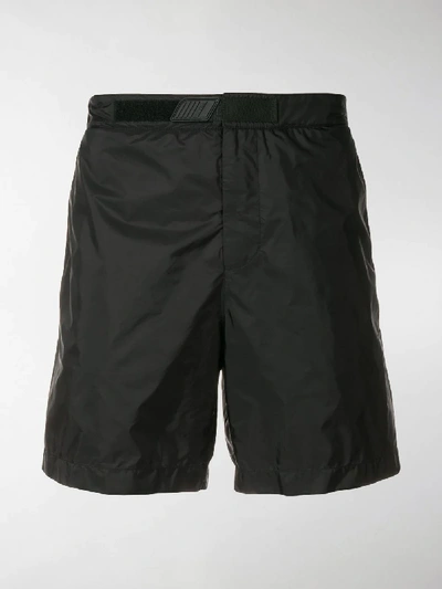 Shop Prada Classic Logo Swim Shorts In Black