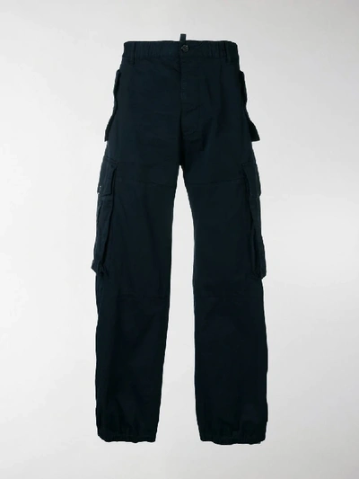 Shop Dsquared2 Wide Leg Cargo Trousers In Blue