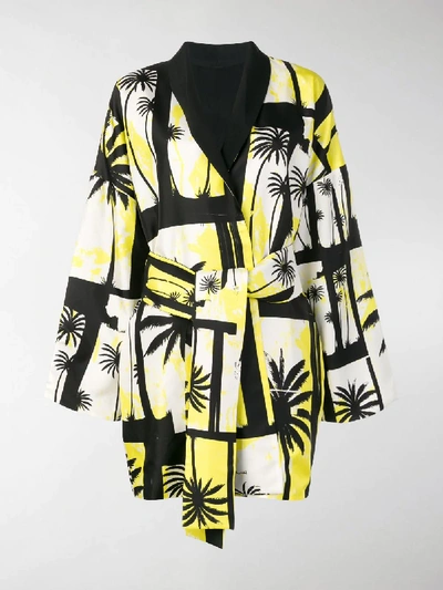 Shop Fausto Puglisi Palm Tree Belted Kimono In Black