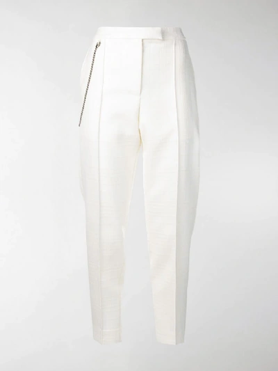 Shop Bottega Veneta Chain Cropped Trousers In White