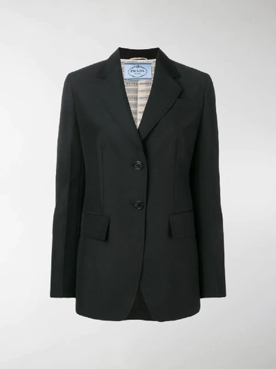 Shop Prada Fitted Blazer Jacket In Black