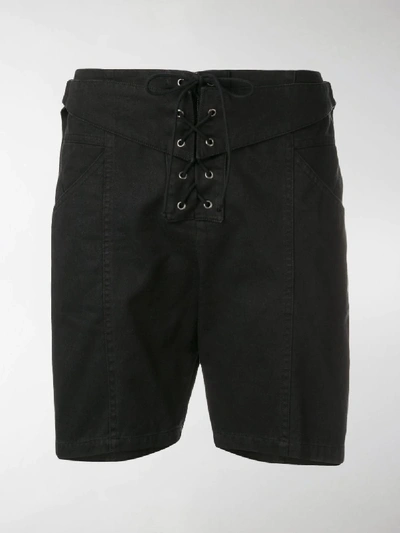 Shop Saint Laurent Lace-up Shorts In Black