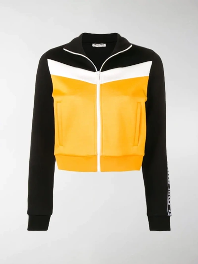 Shop Miu Miu Colour Block Jacket In Yellow