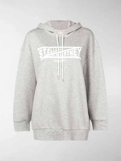 Shop Stella Mccartney Logo Drawstring Hoodie In Grey