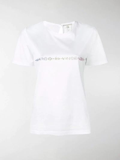 Shop Marco De Vincenzo Embellished Logo T-shirt In White