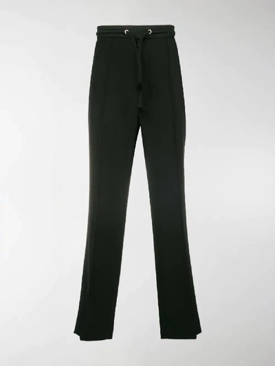 Shop Maison Margiela Drawstring Straight-leg Trousers In Black