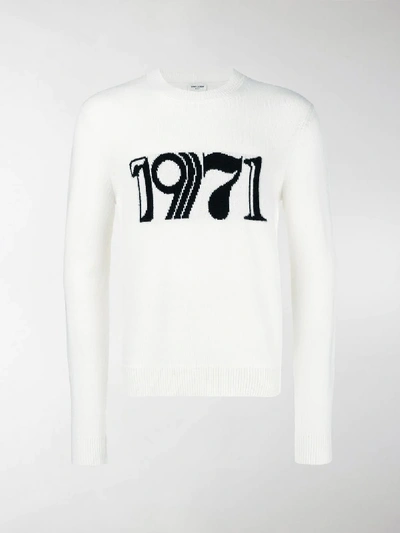 Shop Saint Laurent 1971 Embroidered Sweater In Neutrals