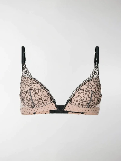 Shop La Perla Marble Mood Lace V-bra In Neutrals