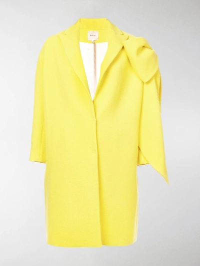 Shop Delpozo Bow-embellished Cocoon Coat In Yellow