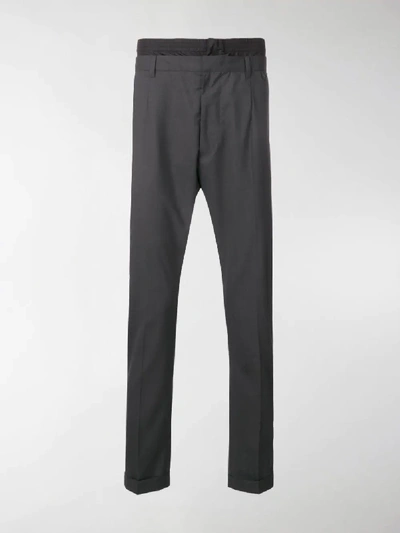 Shop Prada Techno Waist Detail Trousers In Black