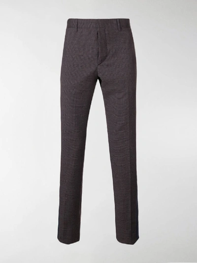 Shop Prada Checked Tailored Trousers In Blue