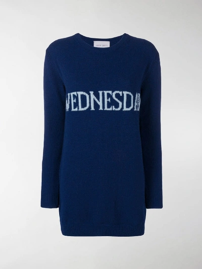 Shop Alberta Ferretti Wednesday Sweater Dress In Blue