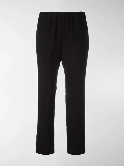 Shop Marni Elasticated Straight-leg Trousers In Black