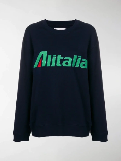Shop Alberta Ferretti Alitalia Patch Sweatshirt In Blue