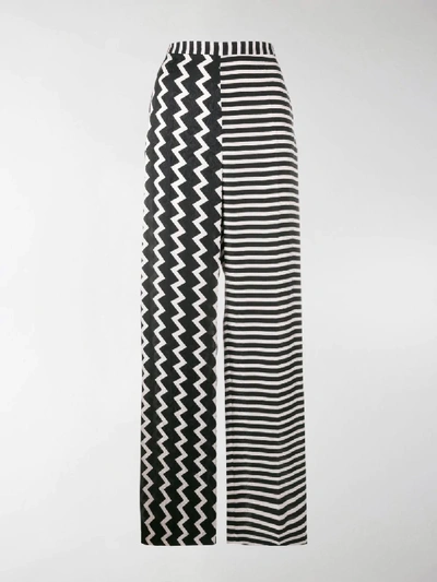 Shop Stella Mccartney Wide-leg Printed Silk Trousers In Black