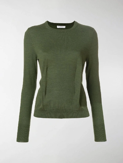 Shop Jw Anderson Khaki Crew-neck Jumper With Dart Detailing In Green