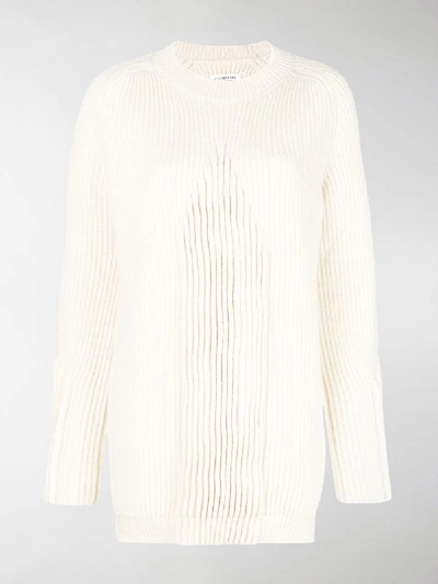 Shop Maison Margiela Ribbed Knit Sweater In Neutrals