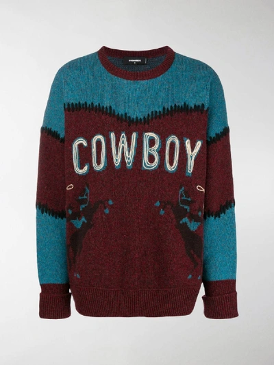 Shop Dsquared2 Cowboy Printed Sweater In Red