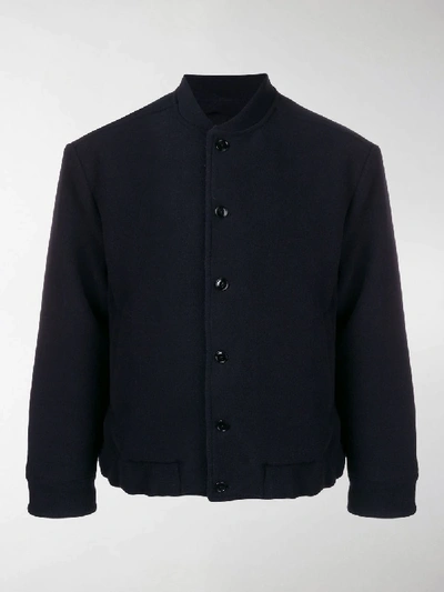 Shop Mp Massimo Piombo Buttoned Bomber Jacket In Blue