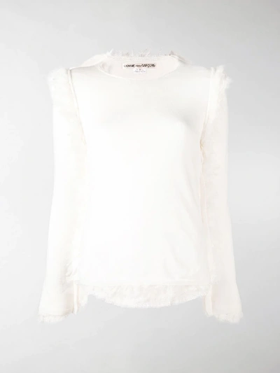 Shop Comme Des Garçons Textured Trim Sweater In White