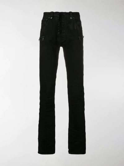 Shop Ben Taverniti Unravel Project Skinny Lace-up Jeans In Black