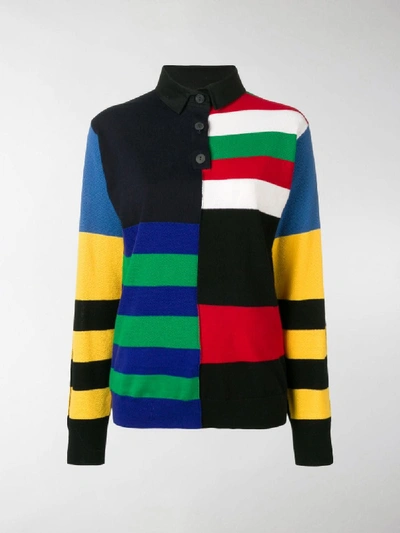 Shop Jw Anderson Striped Rugby Knitted Top In 850 Cobalt