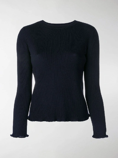 Shop Apc Classic Rib Knit Sweater In Blue